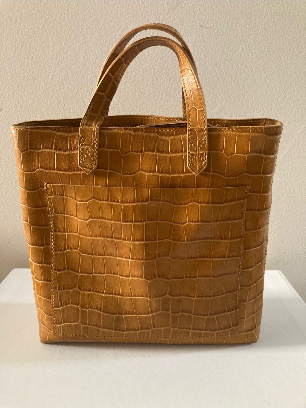 Madewell zip top small transport crossbody in croc embossing